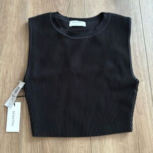 Babaton black sculpt knit crop top, size S